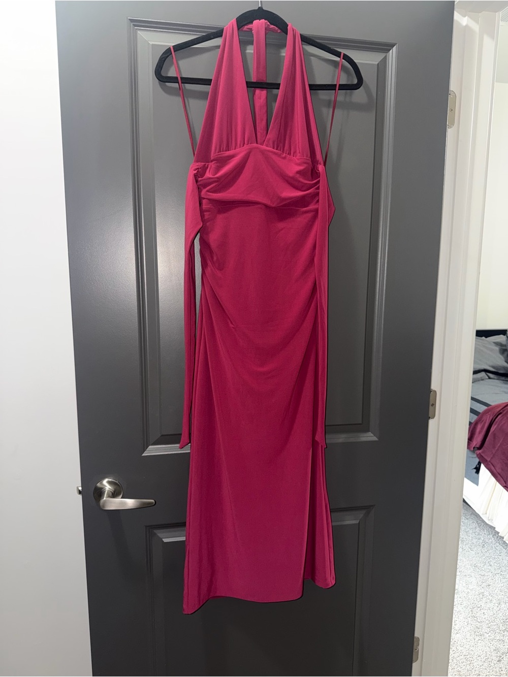 Aritzia Fuchsia Halter Maxi Dress